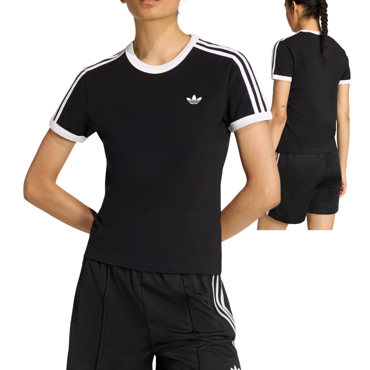 T-SHIRT DONNA ADIDAS KD7980 3 STRISCE COTONE