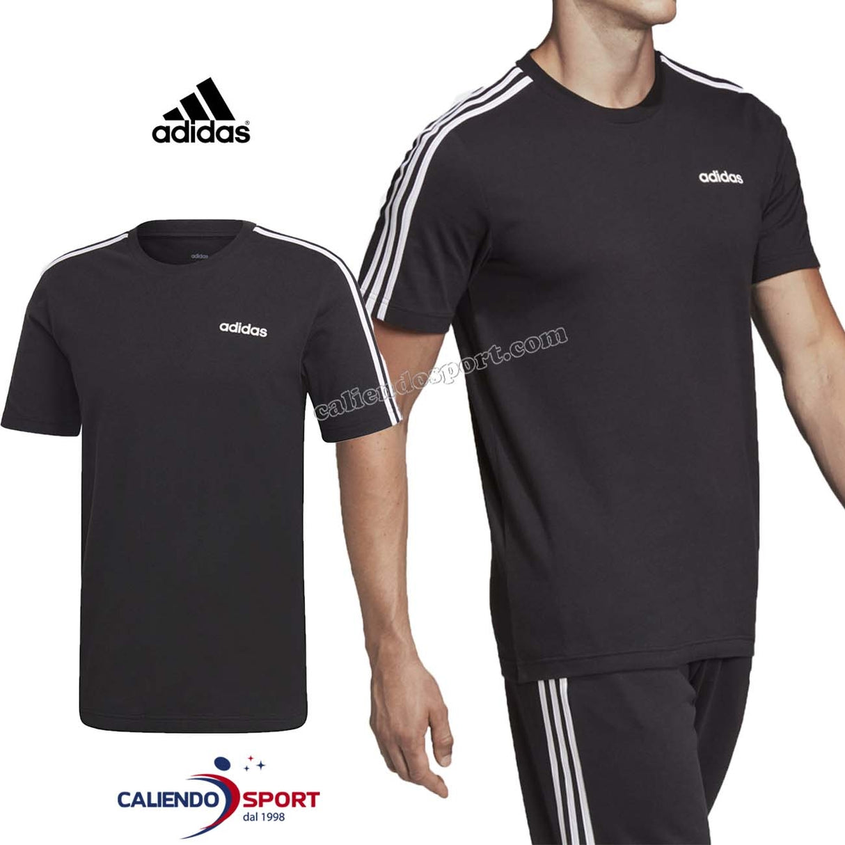 T-SHIRT ADIDAS ESSENTIALS 3 BANDES NOIR DQ3113