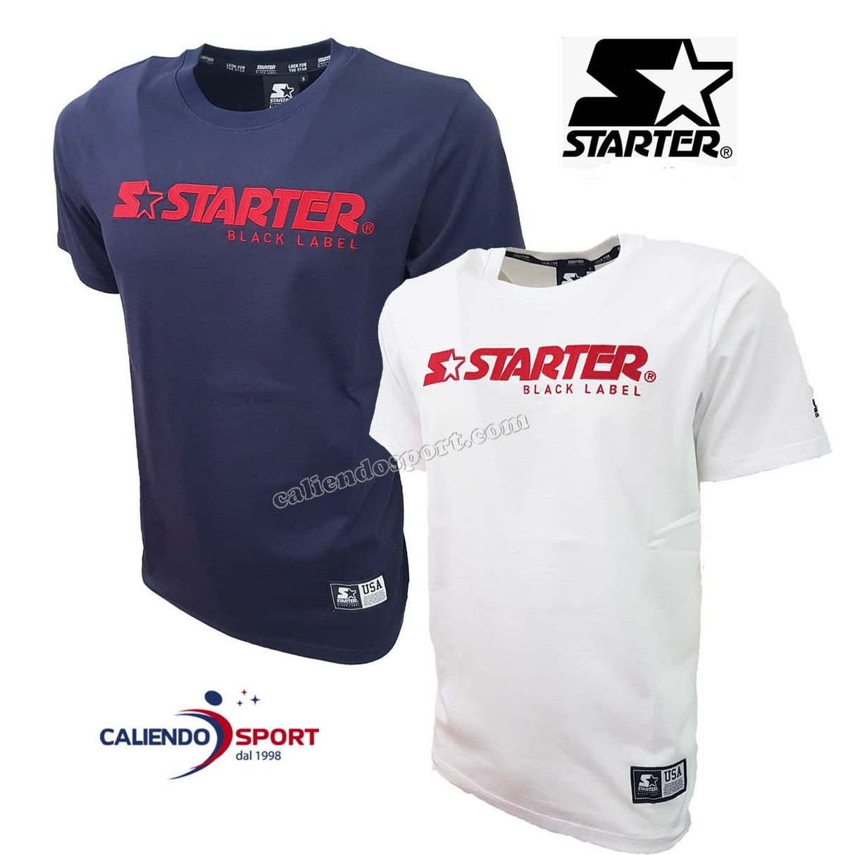 T-SHIRT STARTER 72920 BLU BIANCO COTONE