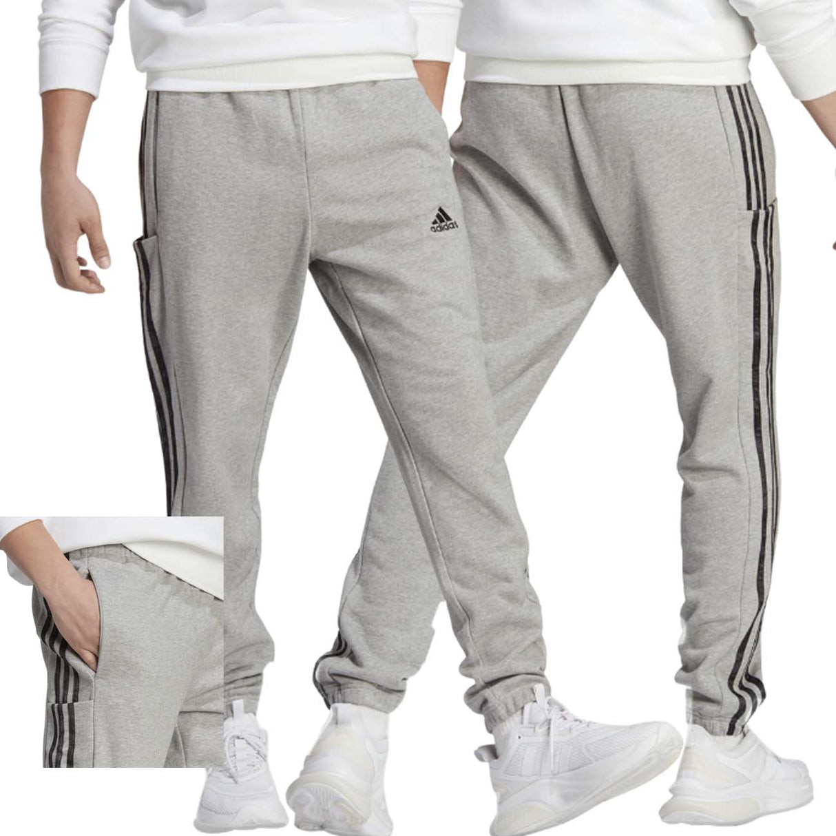 PANTALONE ADIDAS IC0054 ESSENTIAL GRIGIO COTONE GARZATO