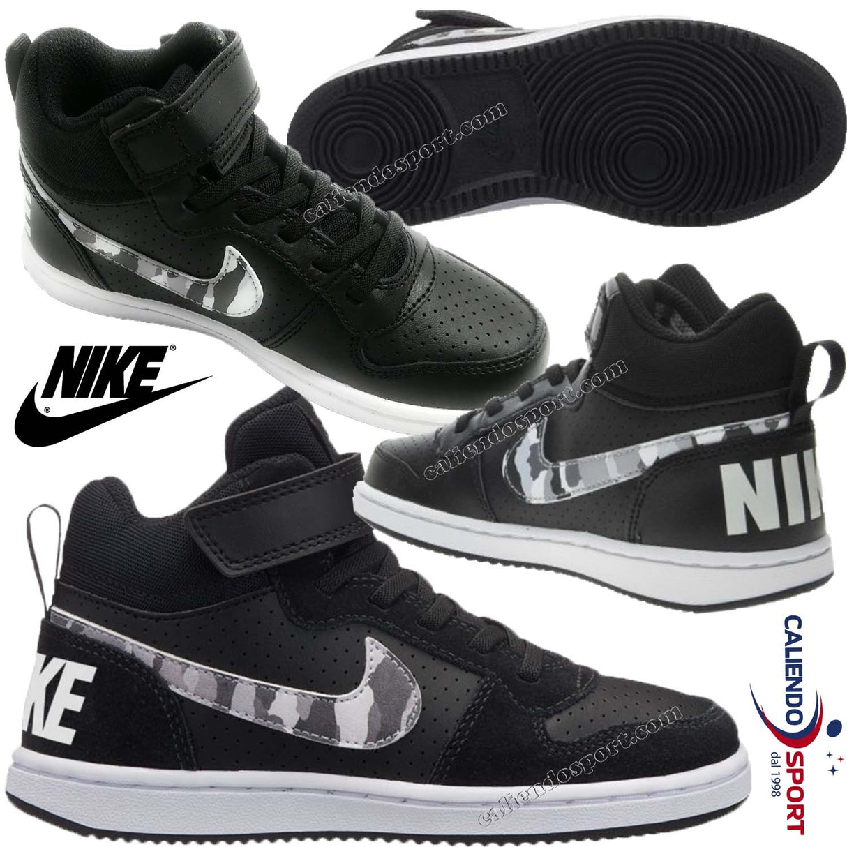 NIKE COURT BOROUGH MID 870026 008 SCARPA RAGAZZO BAMBINO NERO JR BASKET