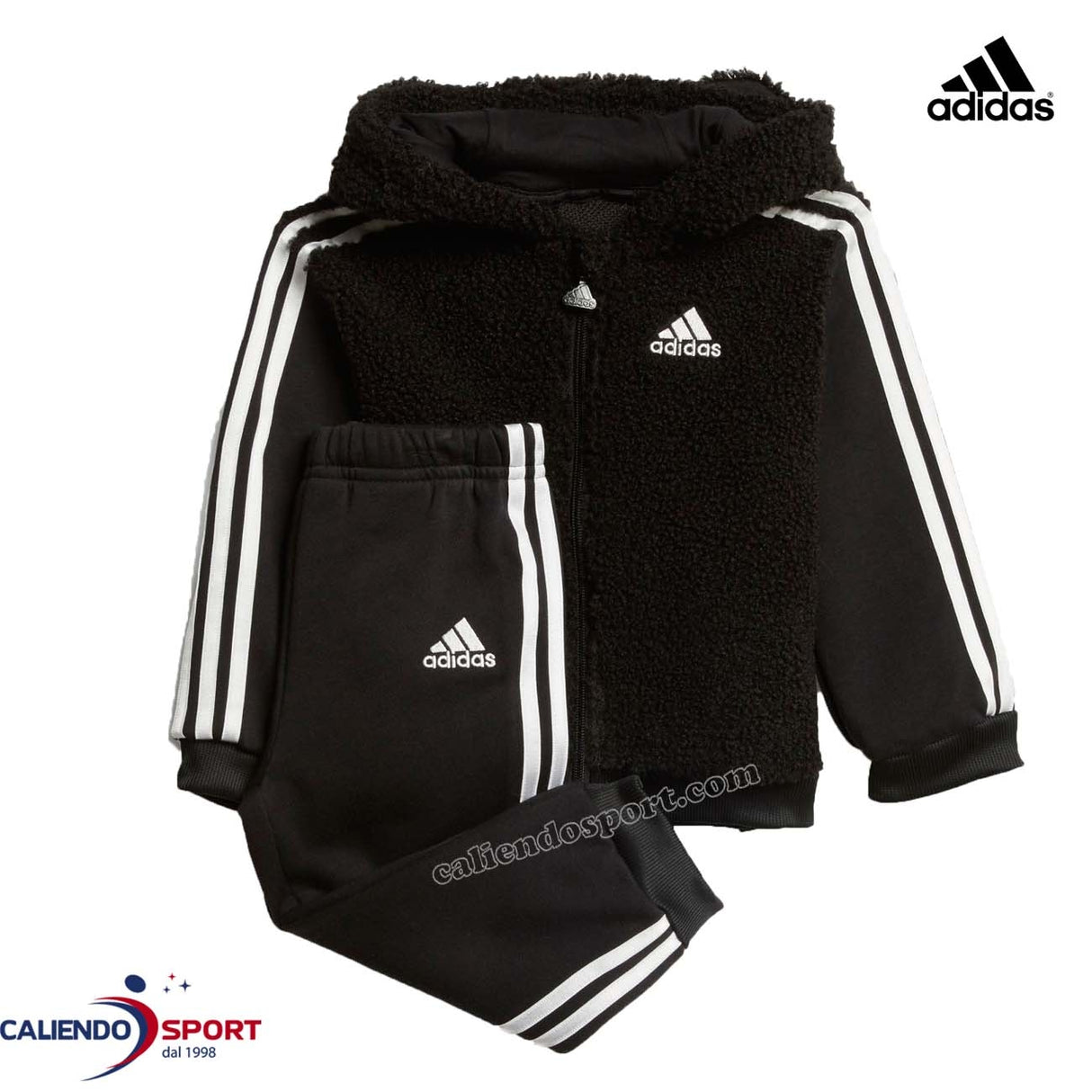 ADIDAS GD3918 FUR FULL-ZIP HOODED BLACK KIDS TRACKSUIT