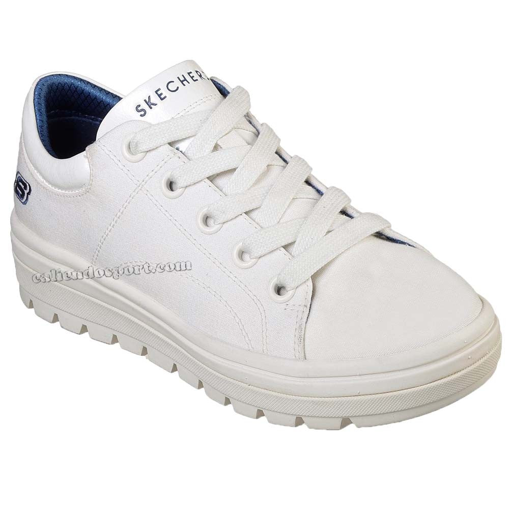 CHAUSSURES FEMMES SKECHERS 74100 STREET CLEAT BLK WHT NOIR BLANC