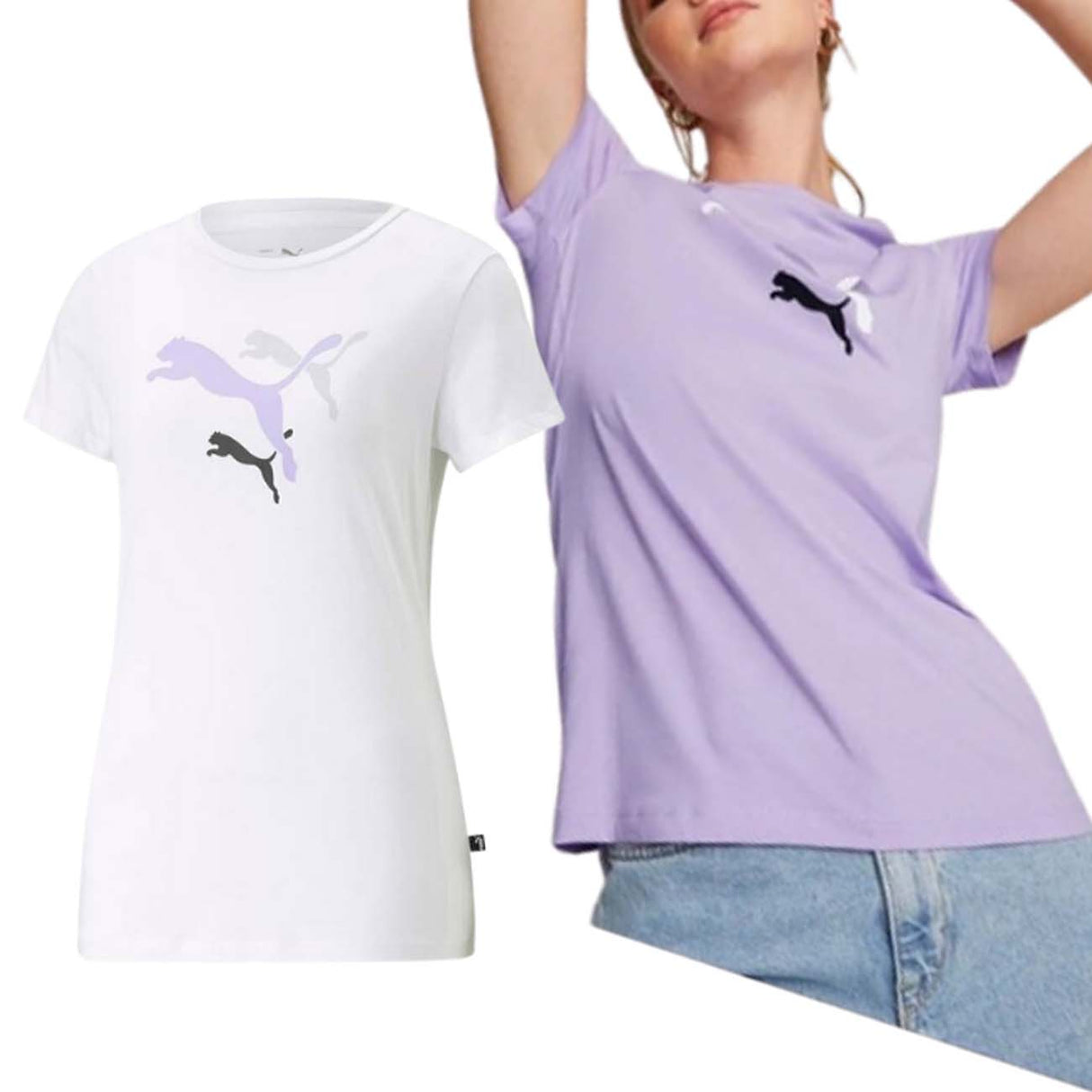 PUMA 673677 PURPLE WHITE COTTON WOMEN'S T-SHIRT