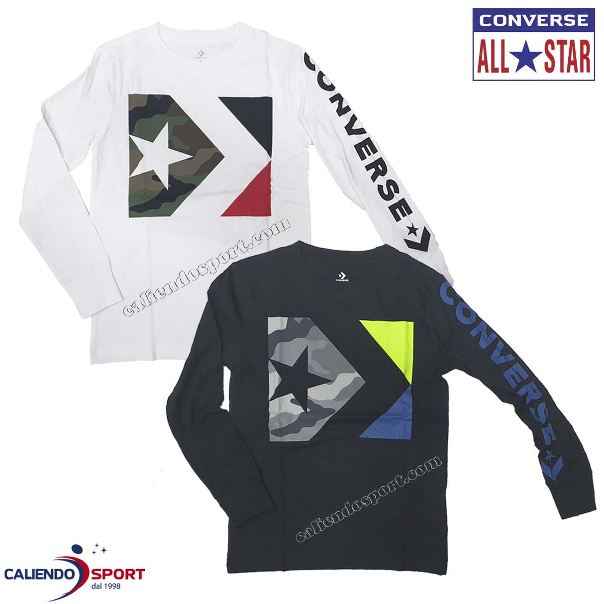 T-SHIRT CONVERSE RAGAZZI 9CA861 COTONE NERO BIANCO