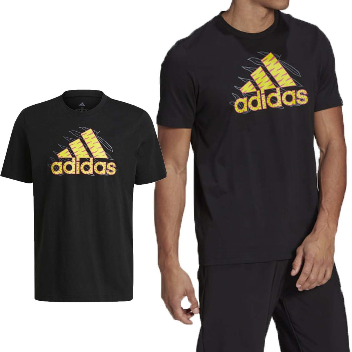 ADIDAS GL3447 BLACK LOGO PRINT T-SHIRT