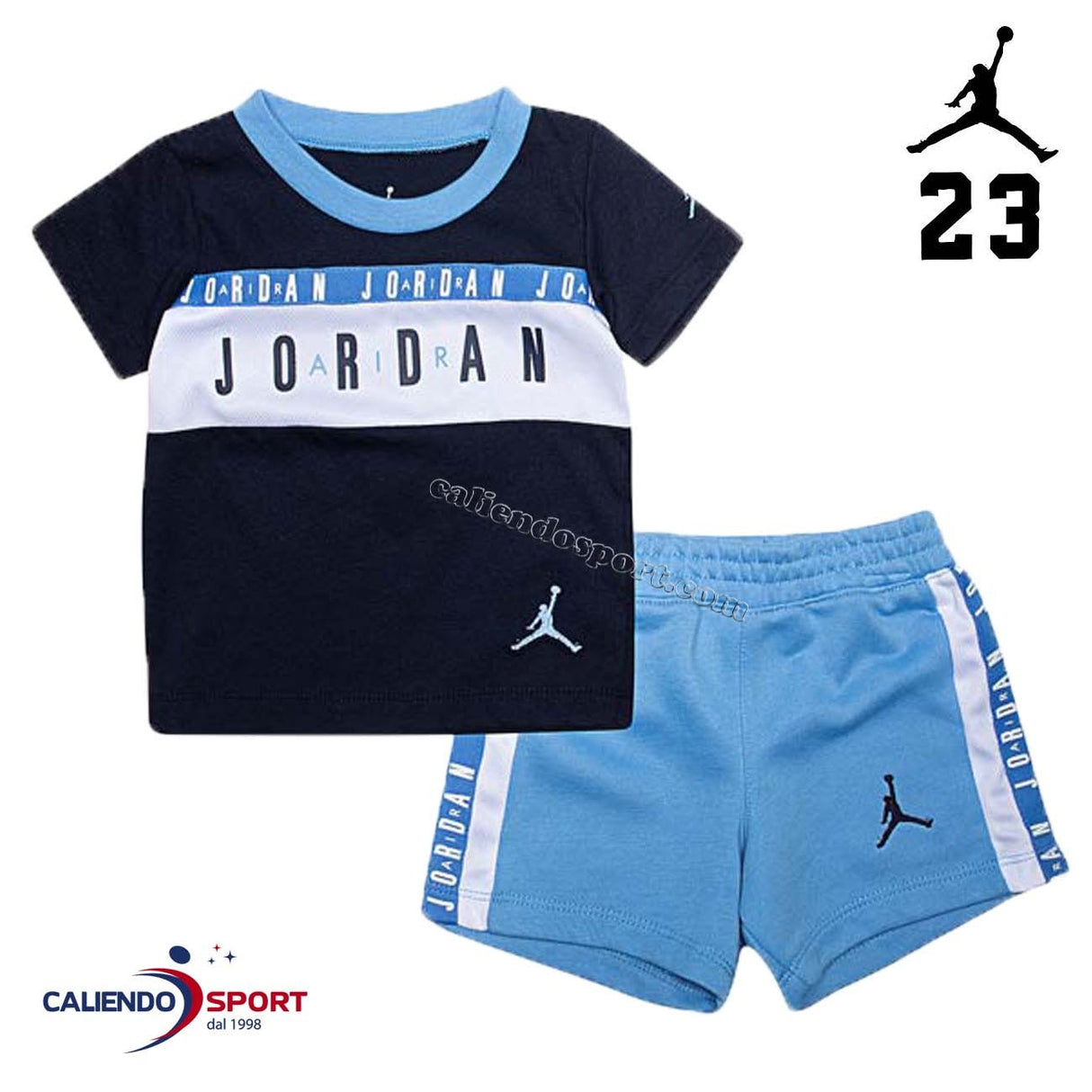 BABY JORDAN COMPLETE 655995 B9F BLUE LIGHT BLUE T-SHIRT+SHORTS