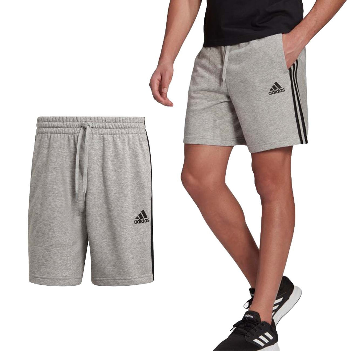 SHORT ADIDAS GK9599 ESSENTIALS EN TERRY FRANÇAIS À 3 BANDES