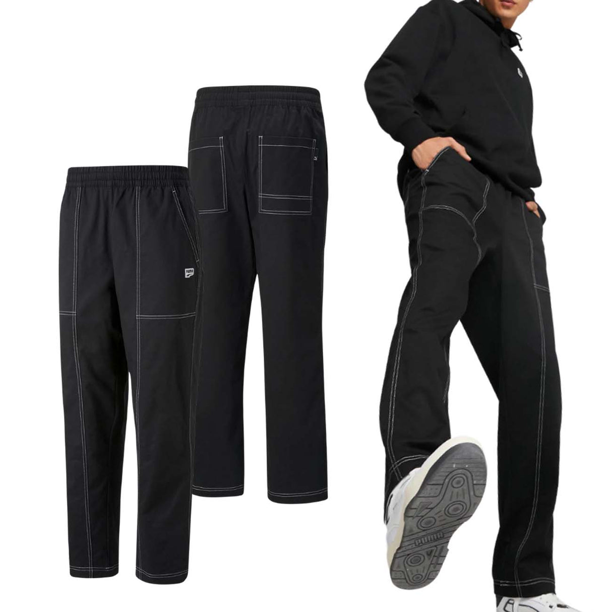 PUMA 535675 01 DOWNTOWN TWILL COTTON PANTS BLACK