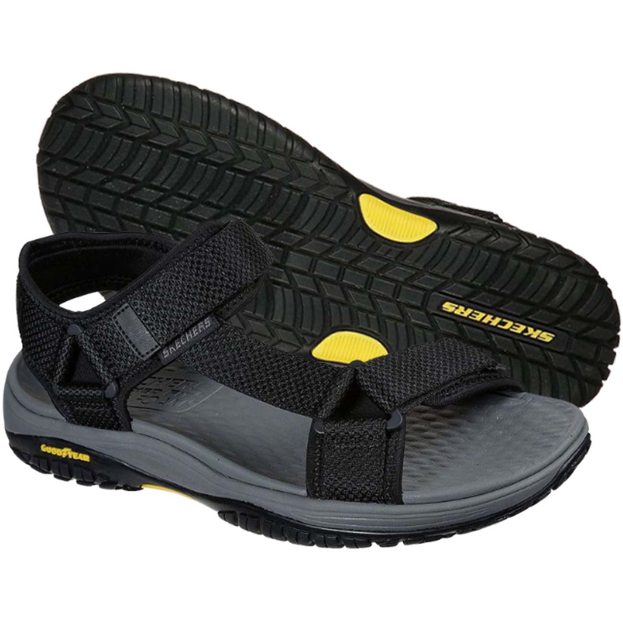 SKECHERS MEN'S SANDALS 204351 BLK RELAXED FIT LOMELL
