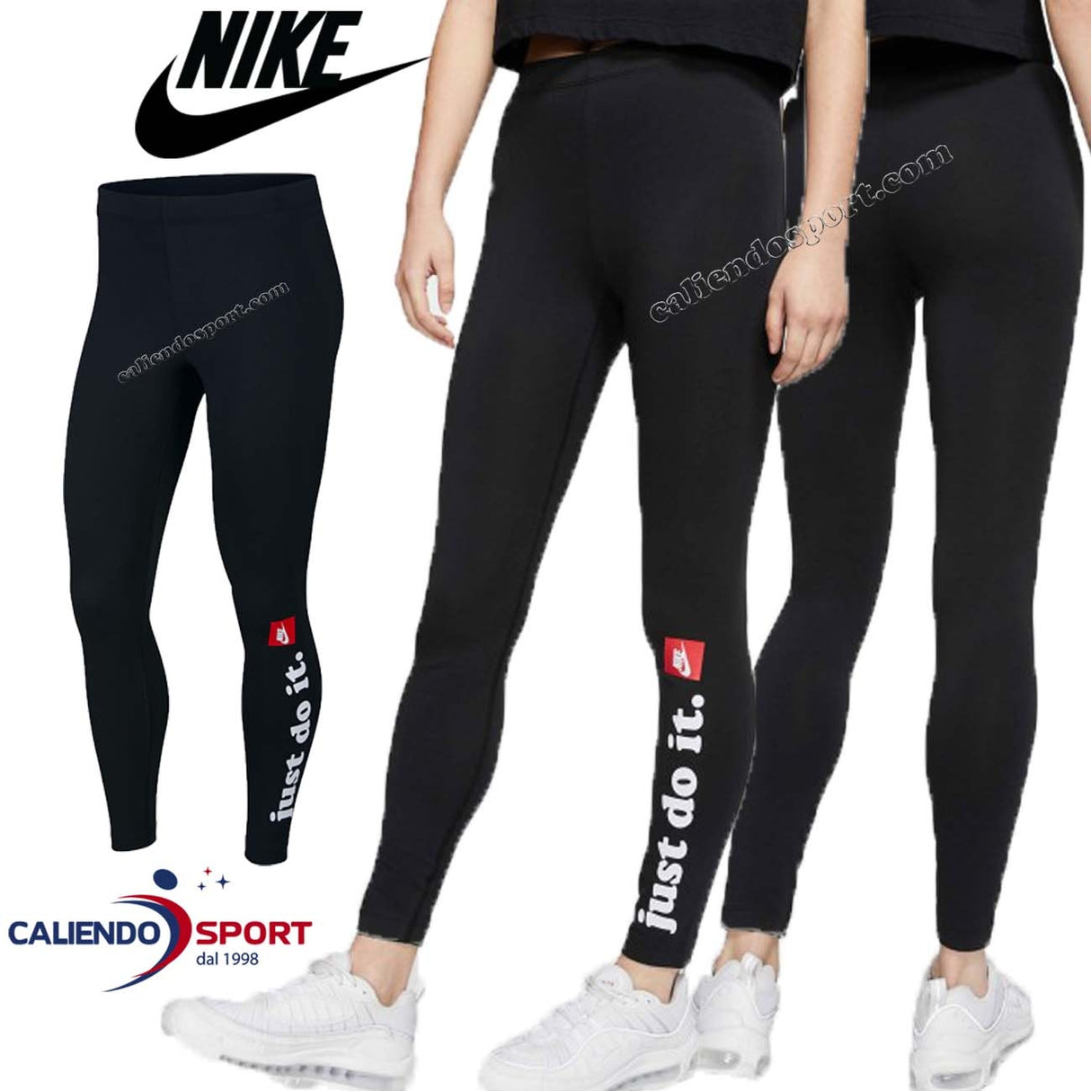 LEGGINGS NIKE CJ1994 010 NERO SPORT PALESTRA CORSA BIG LOGO