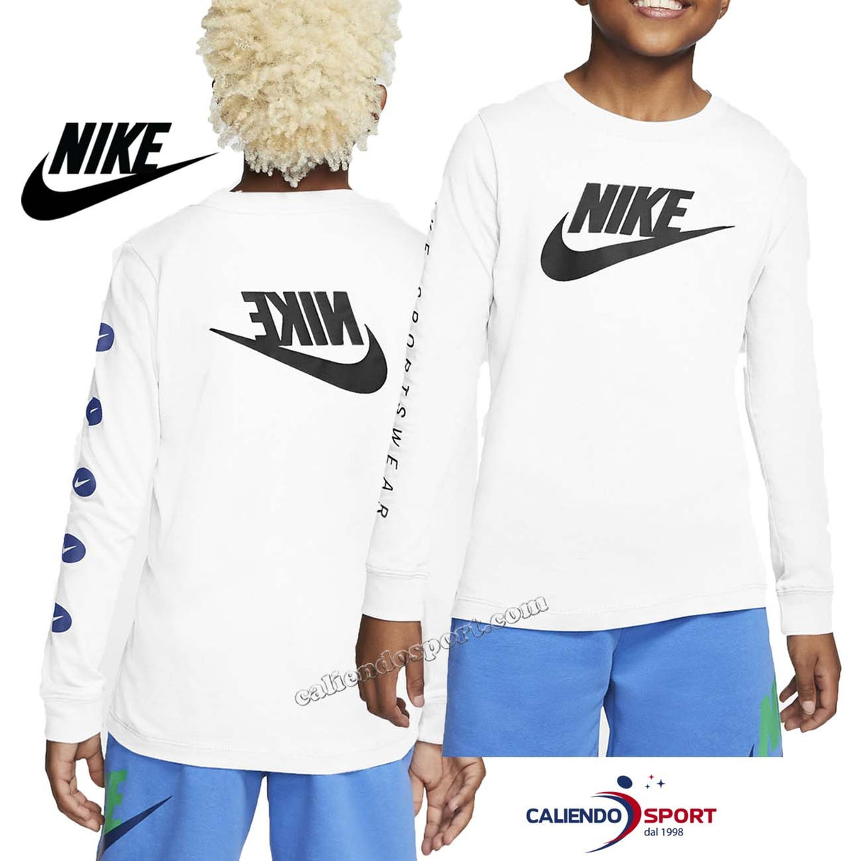 T-SHIRT NIKE BAMBINI CV2126 100 BIANCO