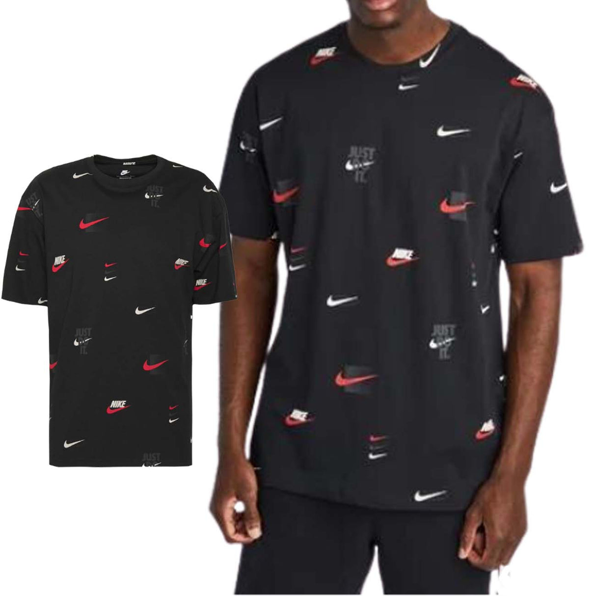T-SHIRT NIKE DZ2991 010 MULTI LOGO COTONE NERO