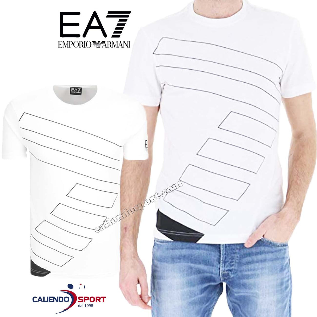 T-SHIRT EN COTON BLANC POUR HOMMES EMPORIO ARMANI 3GPT19 PJV5Z