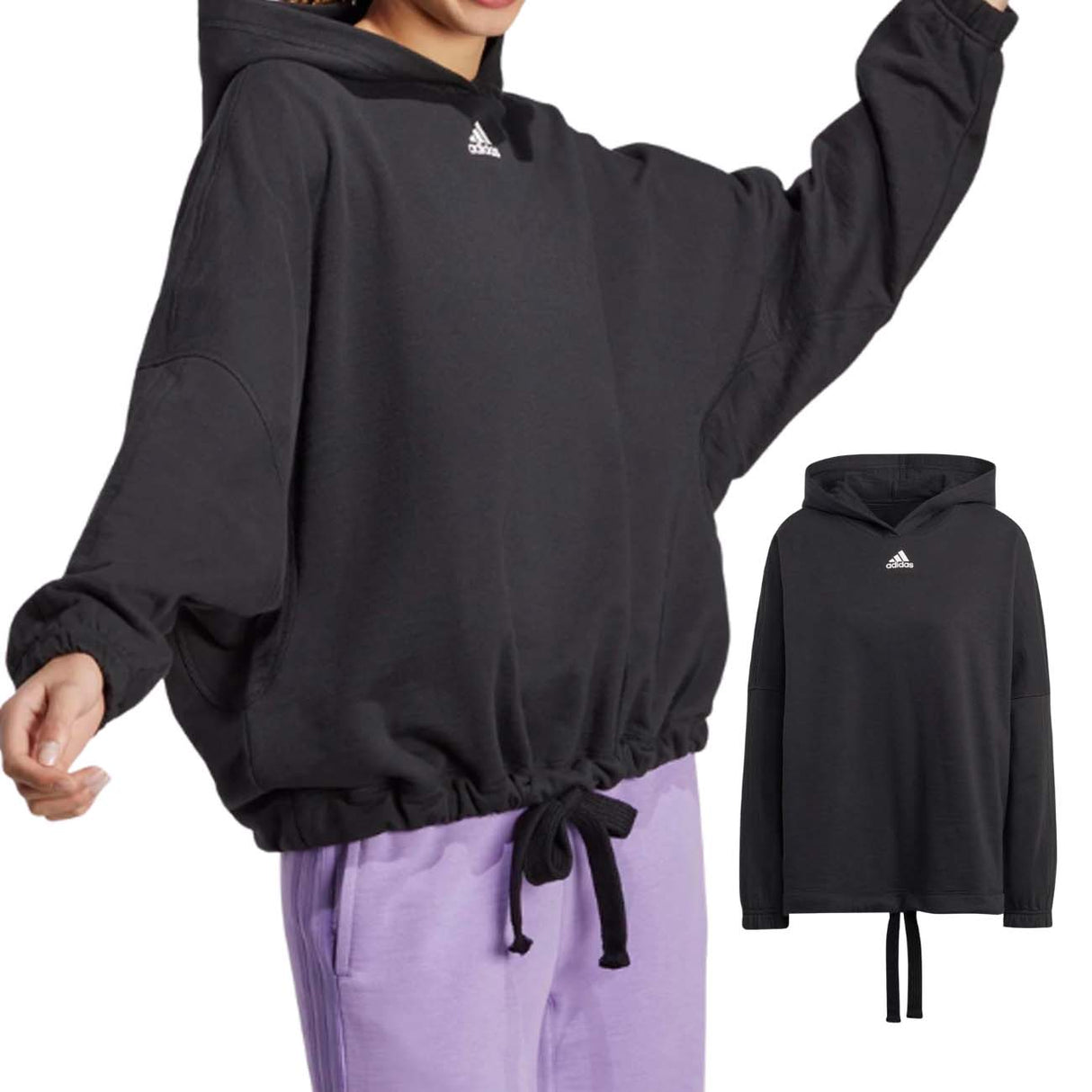 FELPA DONNA ADIDAS IC6625 DANCE NERO COTONE GARZATO