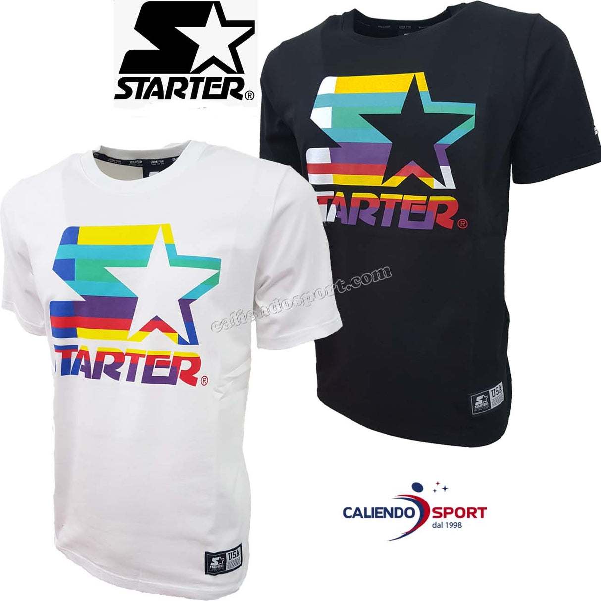 T-SHIRT STARTER 72993 BIANCO NERO COTONE
