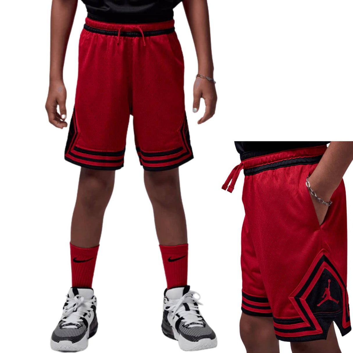 PANTALONCINO RAGAZZI JORDAN 95D313 R78 DRI FIT ROSSO