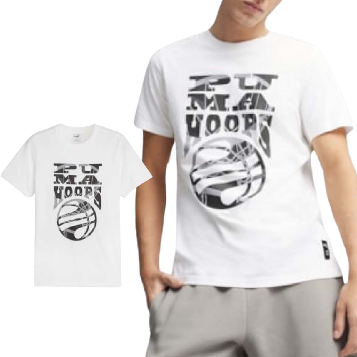 T-SHIRT PUMA 624827 01 BASKET HOOPER COTONE BIANCO