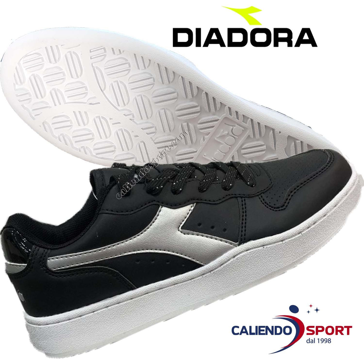 DIADORA PLAYGROUND WN 173123 C0787 WOMEN'S SHOES BLACK SILVER SPORT SNEAKER