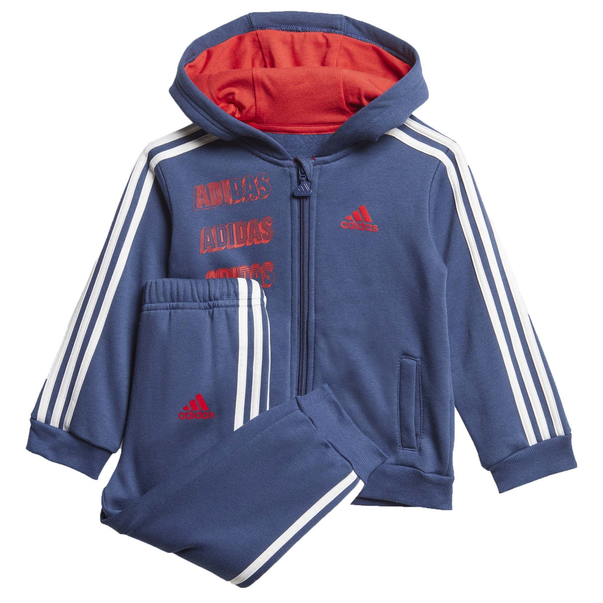 ADIDAS FM6385 HOODED FLEECE BLUE KIDS TRACKSUIT