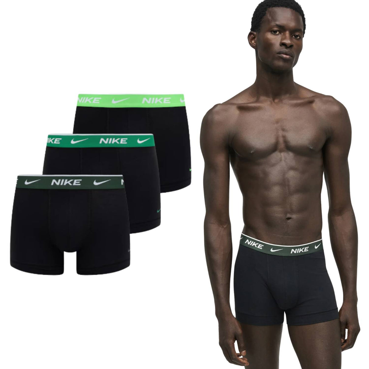 BOXER NIKE NQ00KE1284 065 UNISEX NERO CONFEZIONE 3 PEZZI