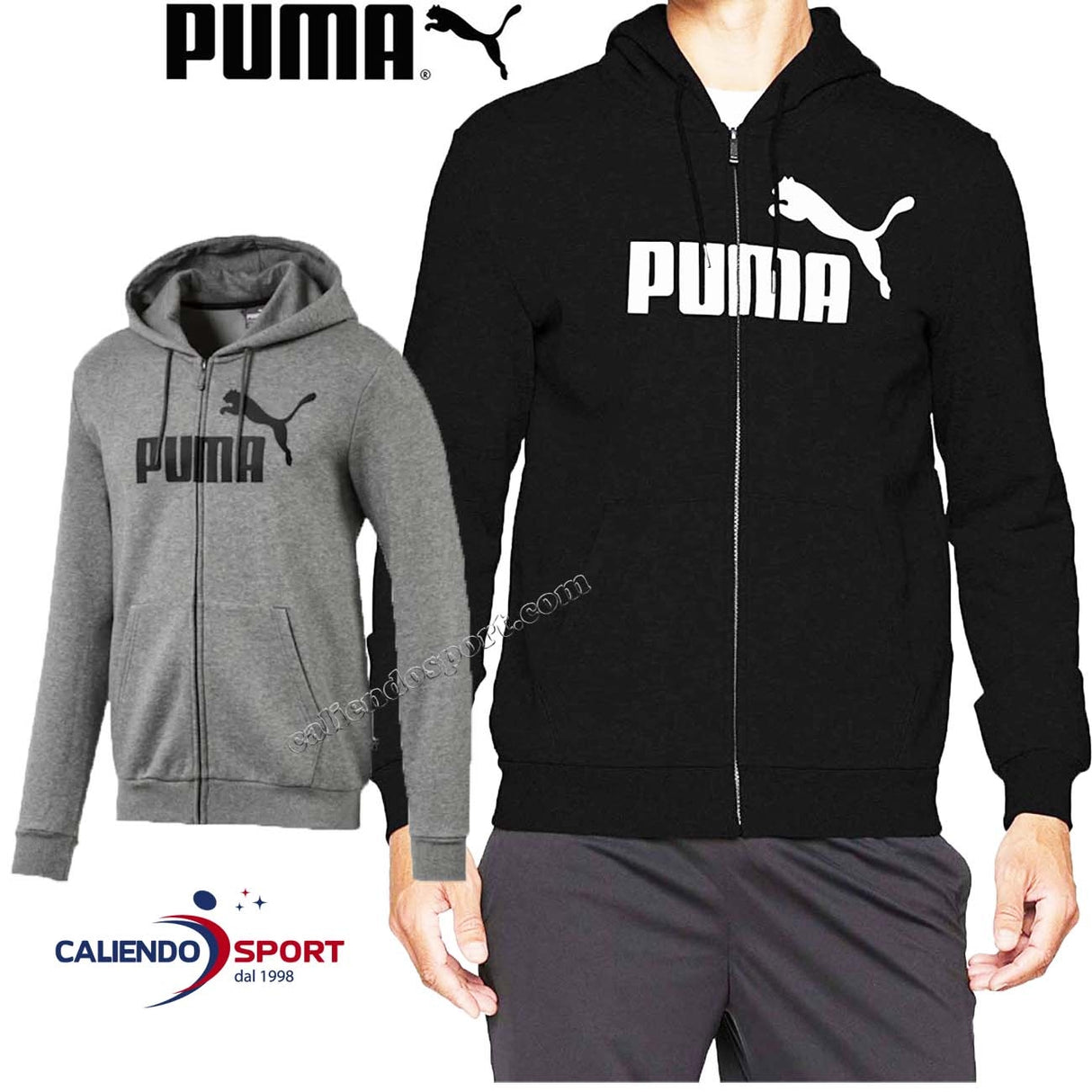 FELPA PUMA 851765 ESSENTIALS FULL ZIP CON CAPPUCCIO FELPATA