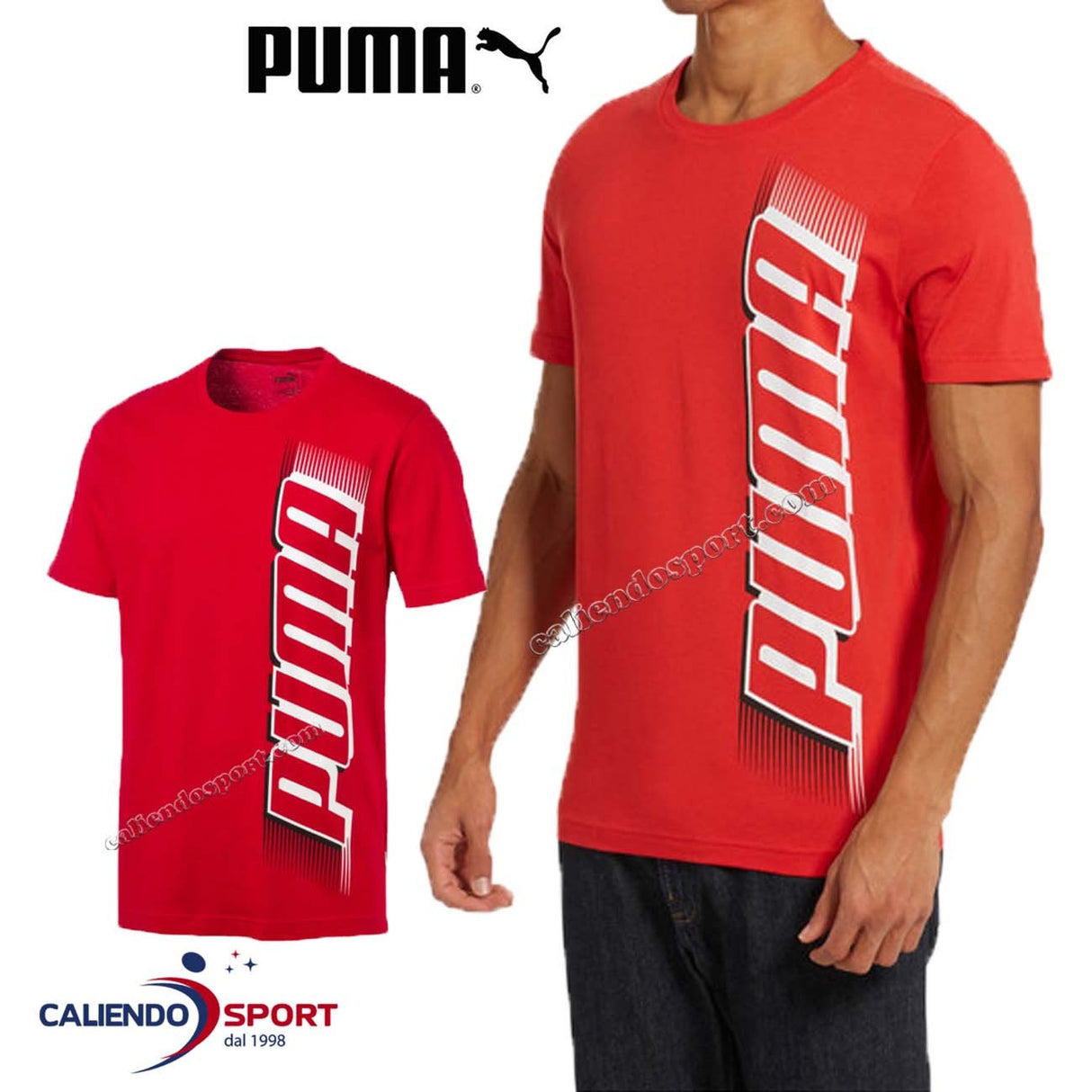PUMA MEN'S T-SHIRT 854993 11 RED SPEED COTTON SPORT