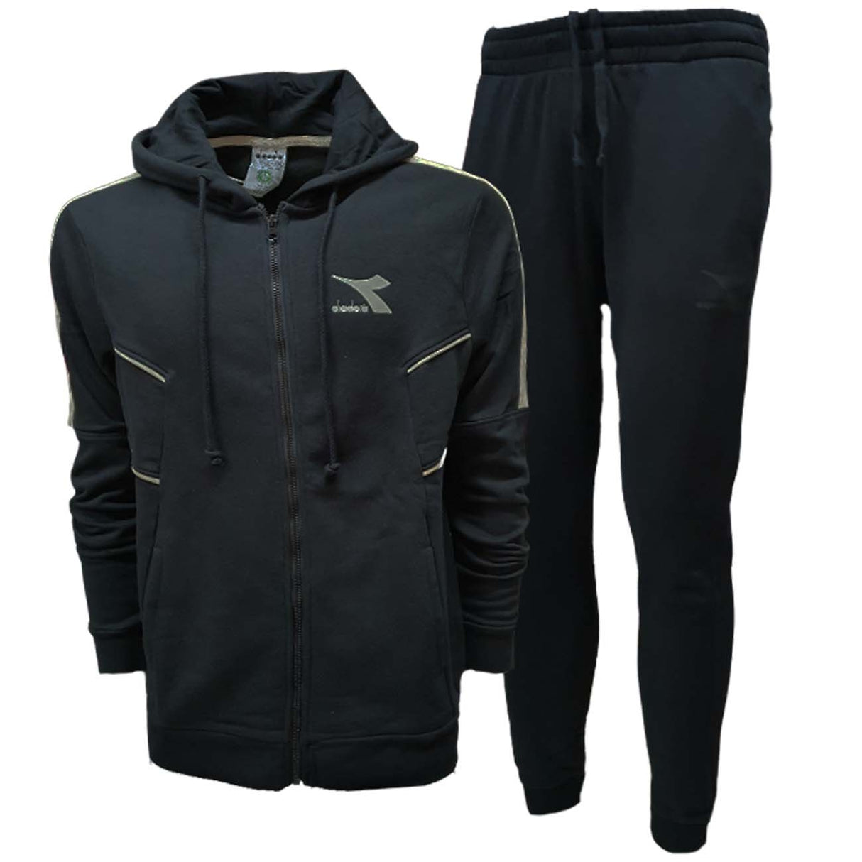 TUTA DIADORA UOMO 177776 80013 NERO COTONE FELPATO