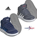 ADIDAS EE6717 EE6714 HOOPS 2.0 MID VELCRO BLUE GREY CHILDREN'S SHOES