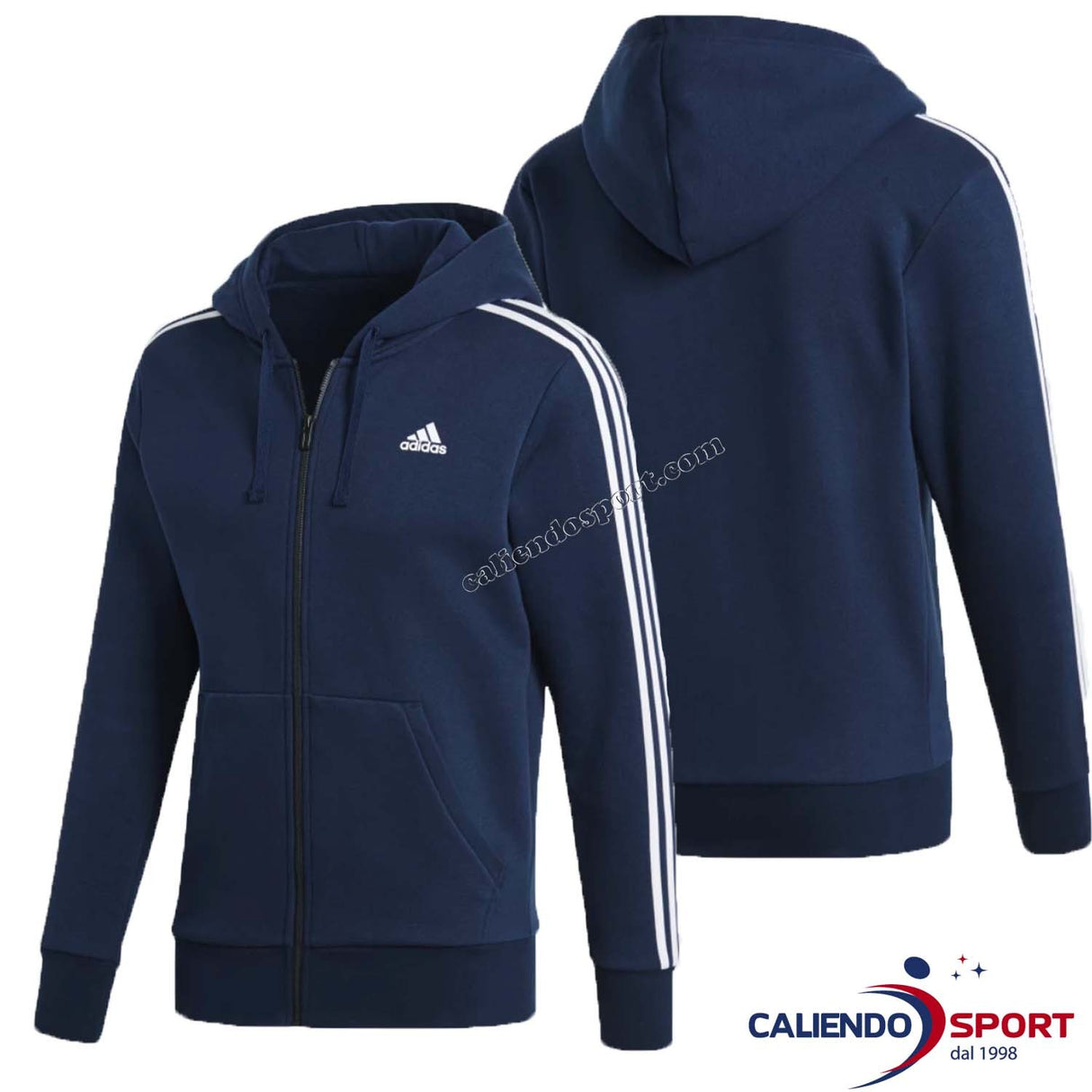 ADIDAS S98791 BLUE 3-STRIPES ESSENTIAL SPORT HOODIE MEN'S SWEATSHIRT