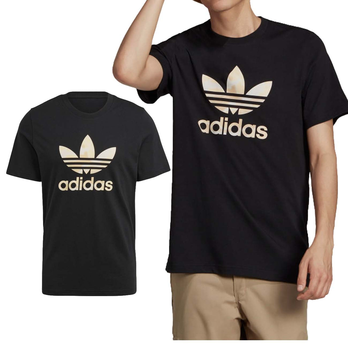 T-SHIRT ADIDAS GN1856 CAMO TREFOIL NERO