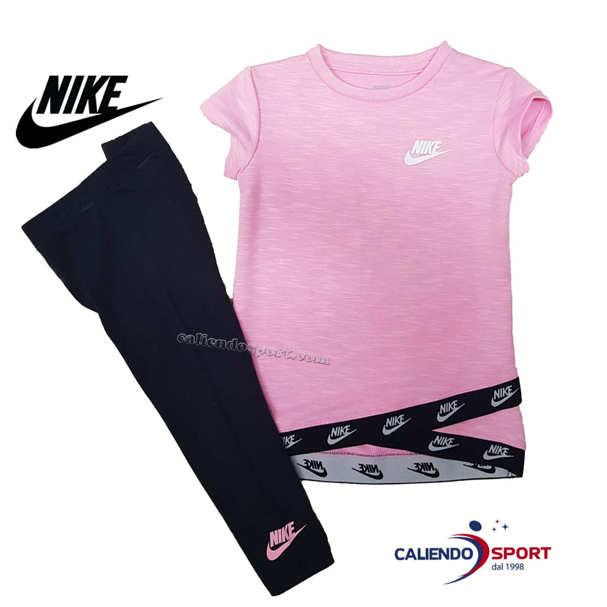 COMPLETO NIKE BAMBINA 36G061 023 ROSA NERO T-SHIRT + LEGGINGS