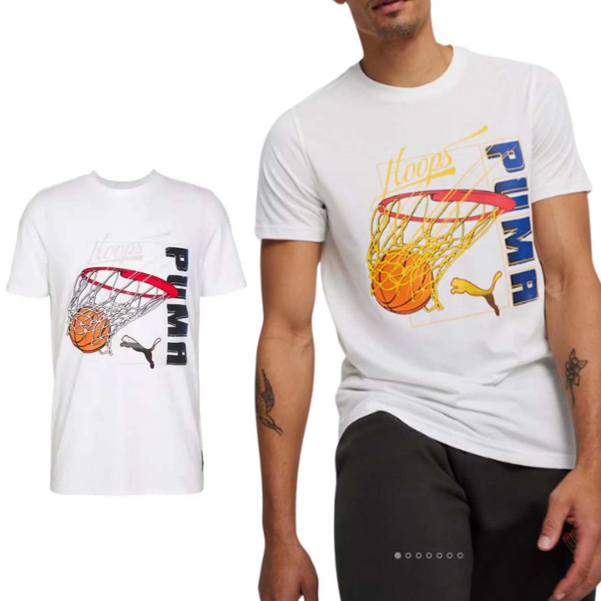T-SHIRT PUMA 624801 03 BASKETBALL COTONE BIANCO