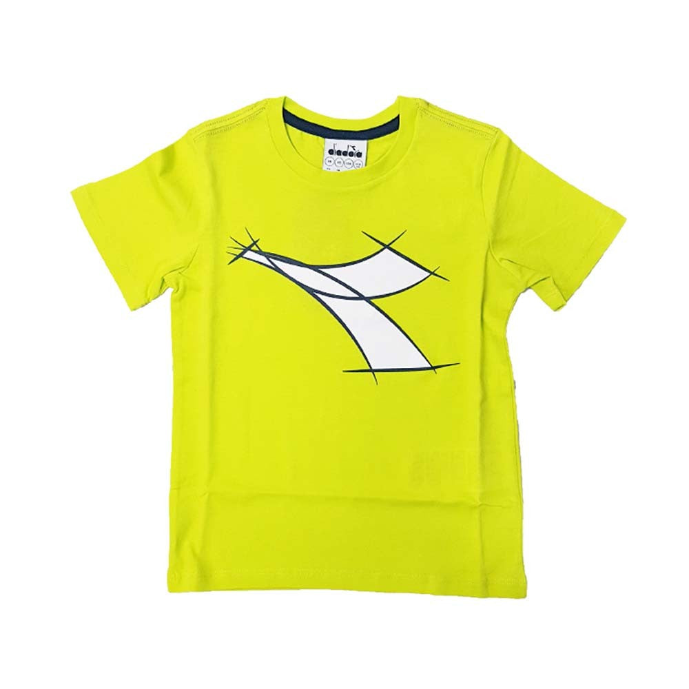 DIADORA CHILDREN'S T-SHIRT 174293 GREEN GREY COTTON SHORT SLEEVE
