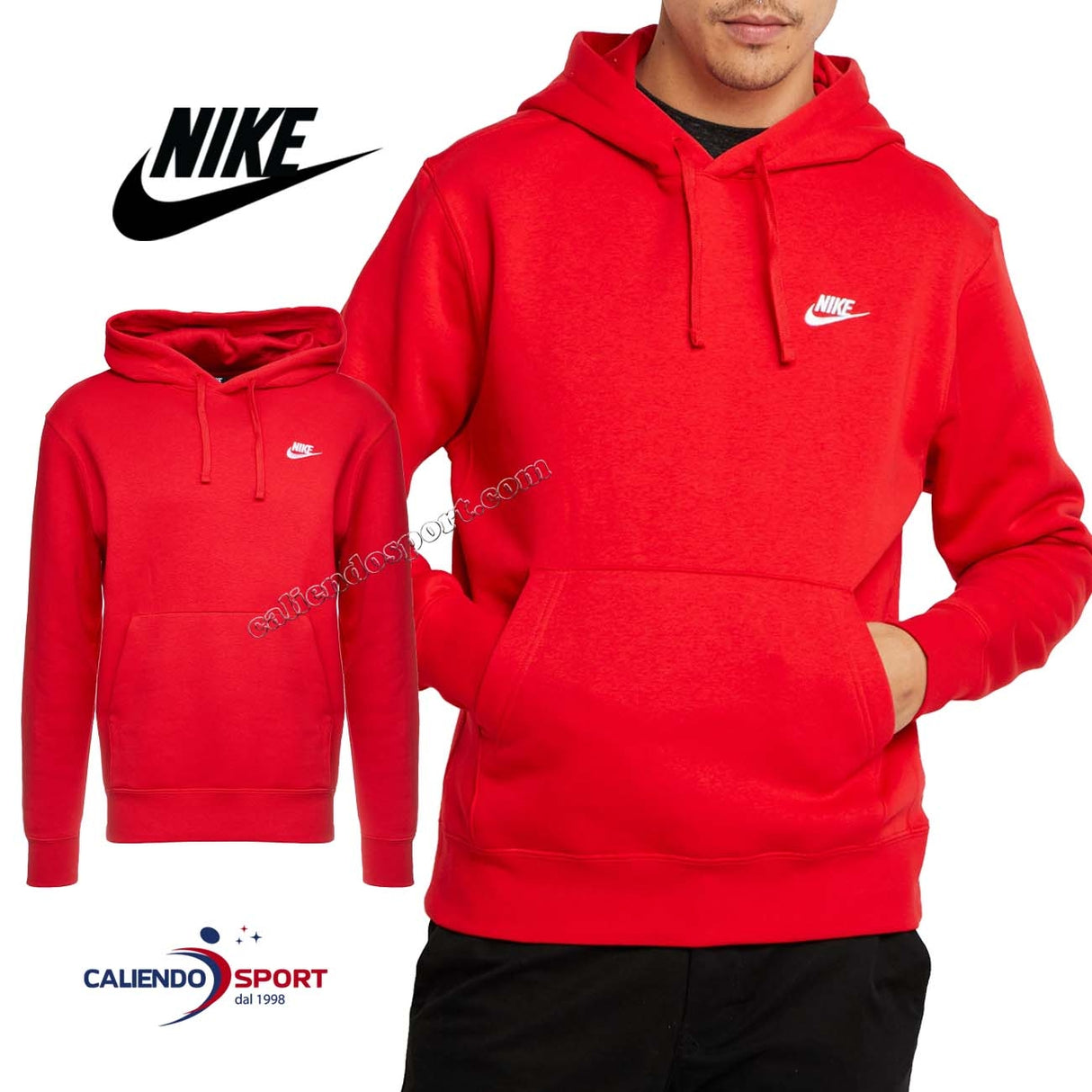 FELPA NIKE BV2648 657 ROSSO COTONE SPORTSWEAR