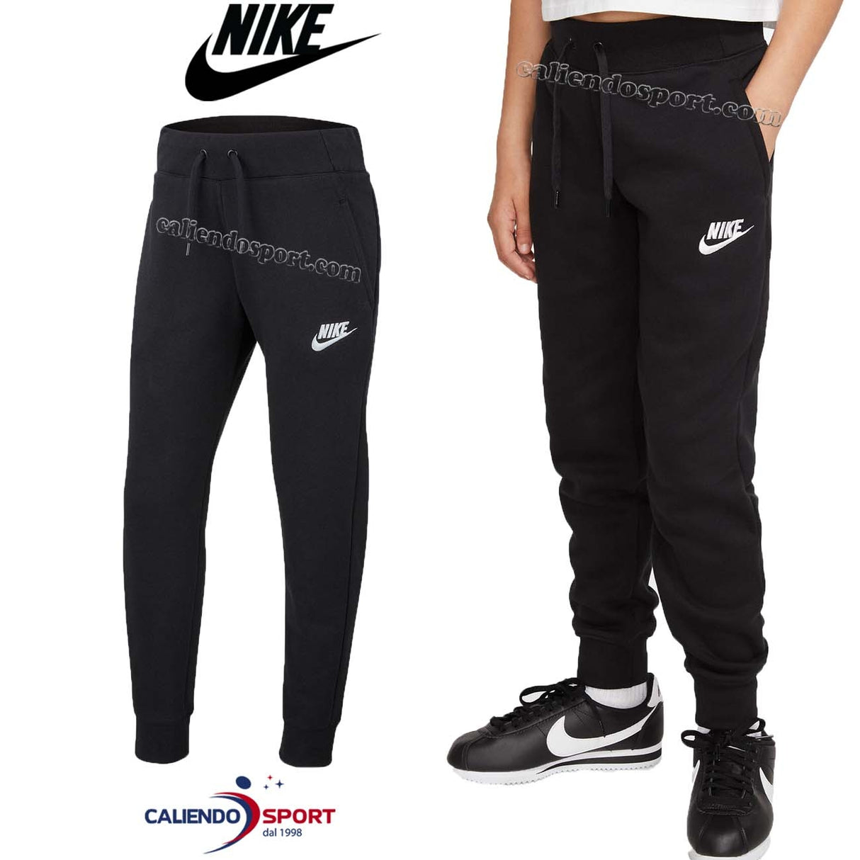PANTALONE NIKE RAGAZZI BV2720 010 NERO COTONE FELPATO