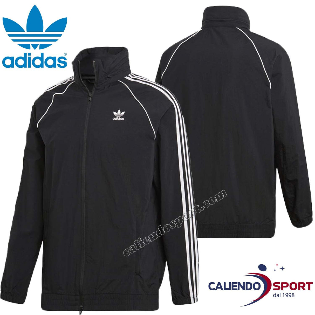 GIACCA UOMO GIUBBOTTO ADIDAS ORIGINALS CW1309 NERO BIANCO SST WINDBREAKERS ANTIVENTO