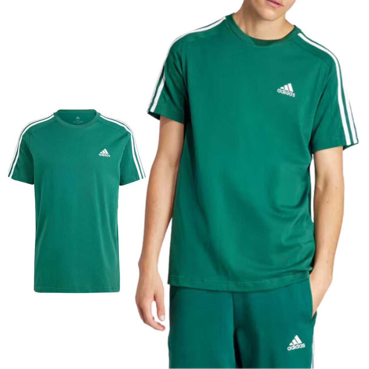 T-SHIRT ADIDAS IS1333 ESSENTIALS 3-STRIPES VERDE