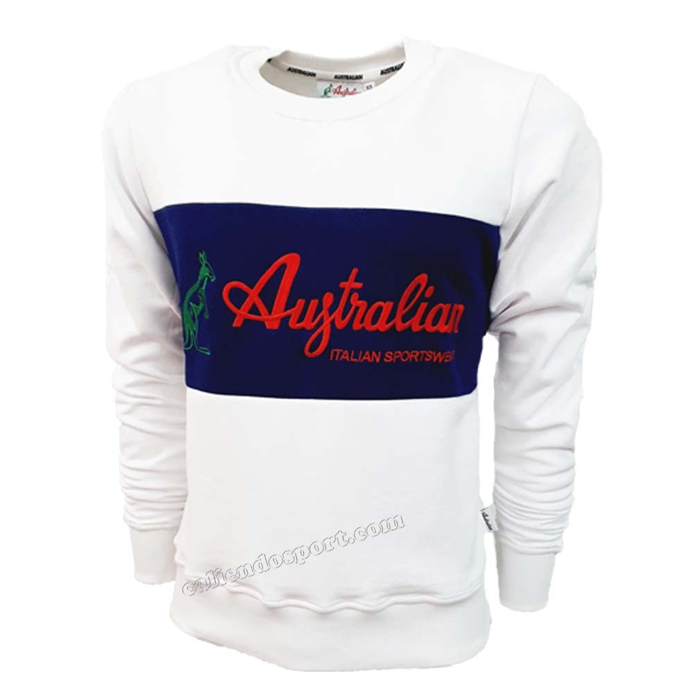 AUSTARLIAN SWEATSHIRT SWUFE0002 BLACK WHITE COTTON FLEECE