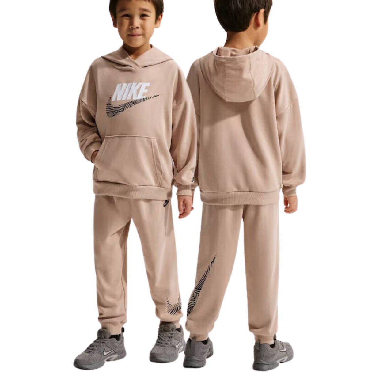 TUTA BAMBINI NIKE  86N738 X0L SPORTWEAR COTONE GARZATO BEIGE