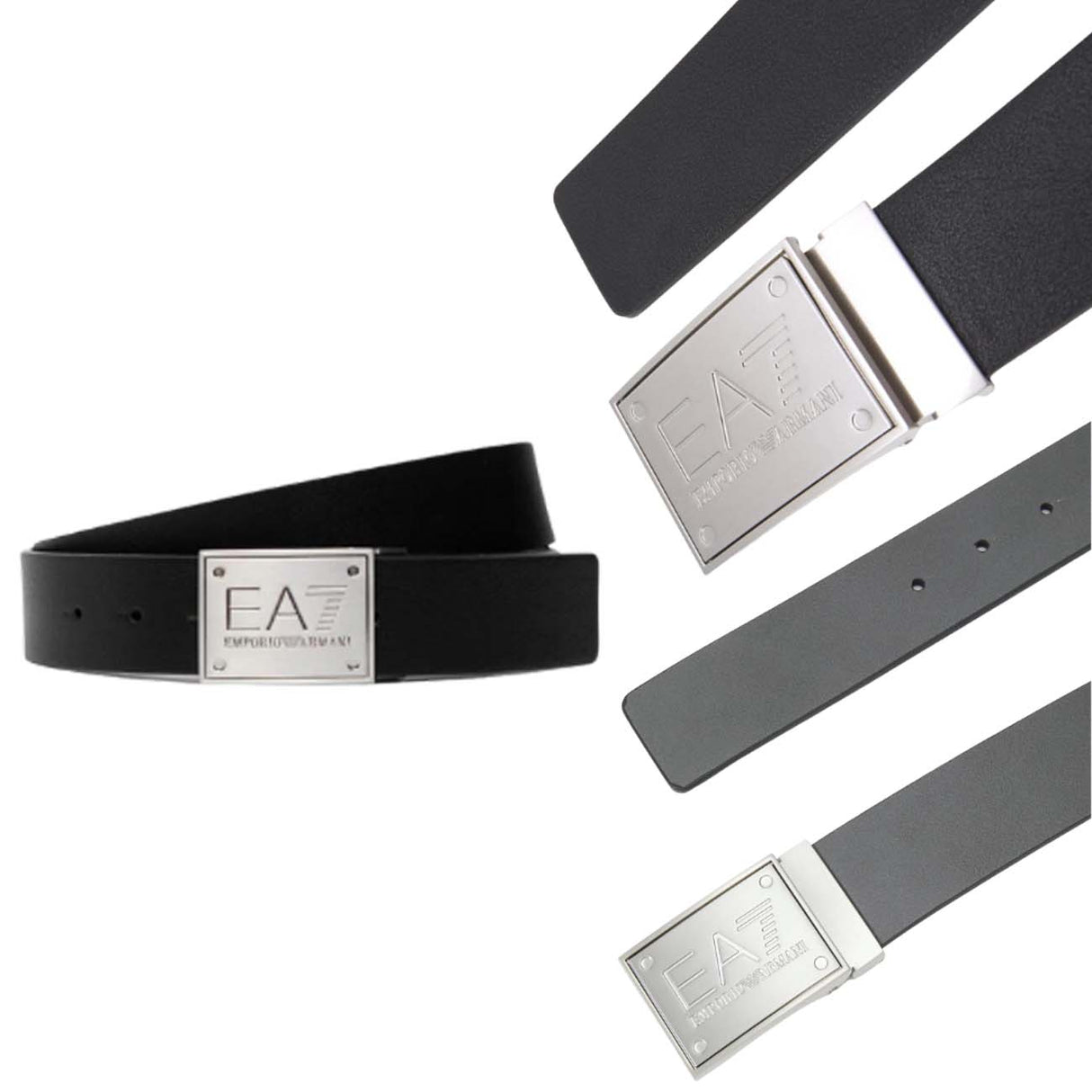 CINTURA ARMANI EA7 I23 245524 8A693 27244 NERO GRIGIO IRON GATE