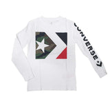 T-SHIRT CONVERSE RAGAZZI 9CA861 COTONE NERO BIANCO