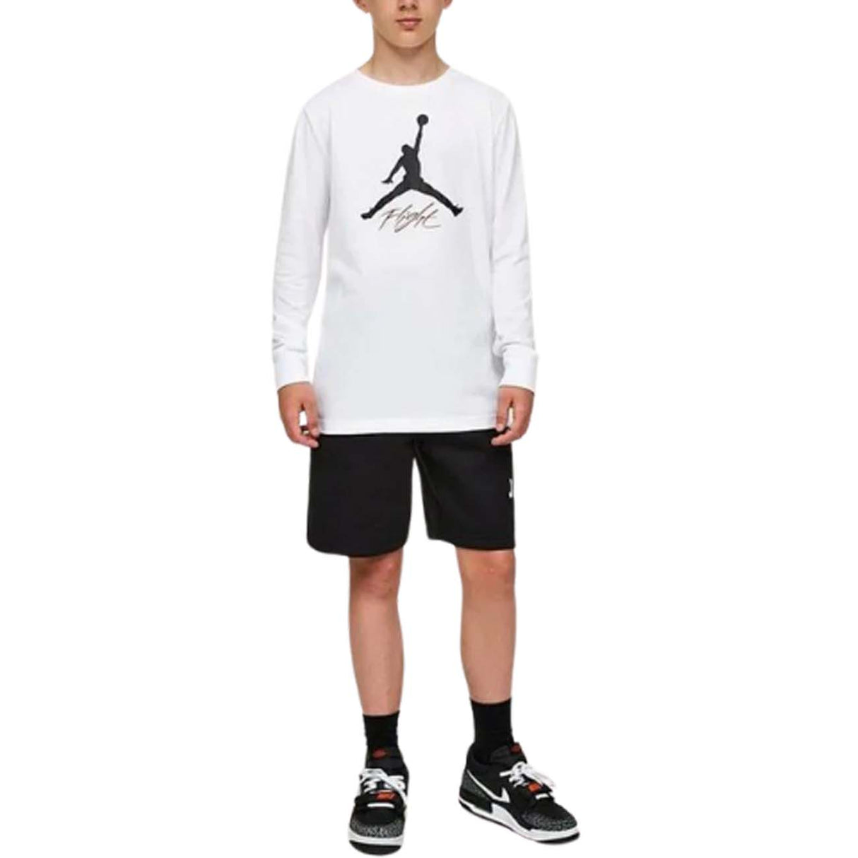 T-SHIRT RAGAZZI JORDAN 95C892 001 BIANCO COTONE MANICA LUNGA