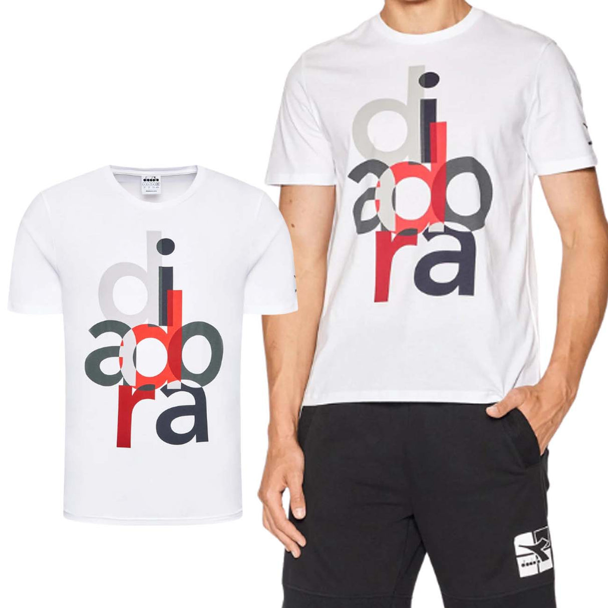 T-SHIRT DIADORA 178171 LOGO COTONE BIANCO