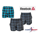 COSTUME UOMO REEBOK QUADRI NERO CELESTE MARE PANTALONCINO SHORT