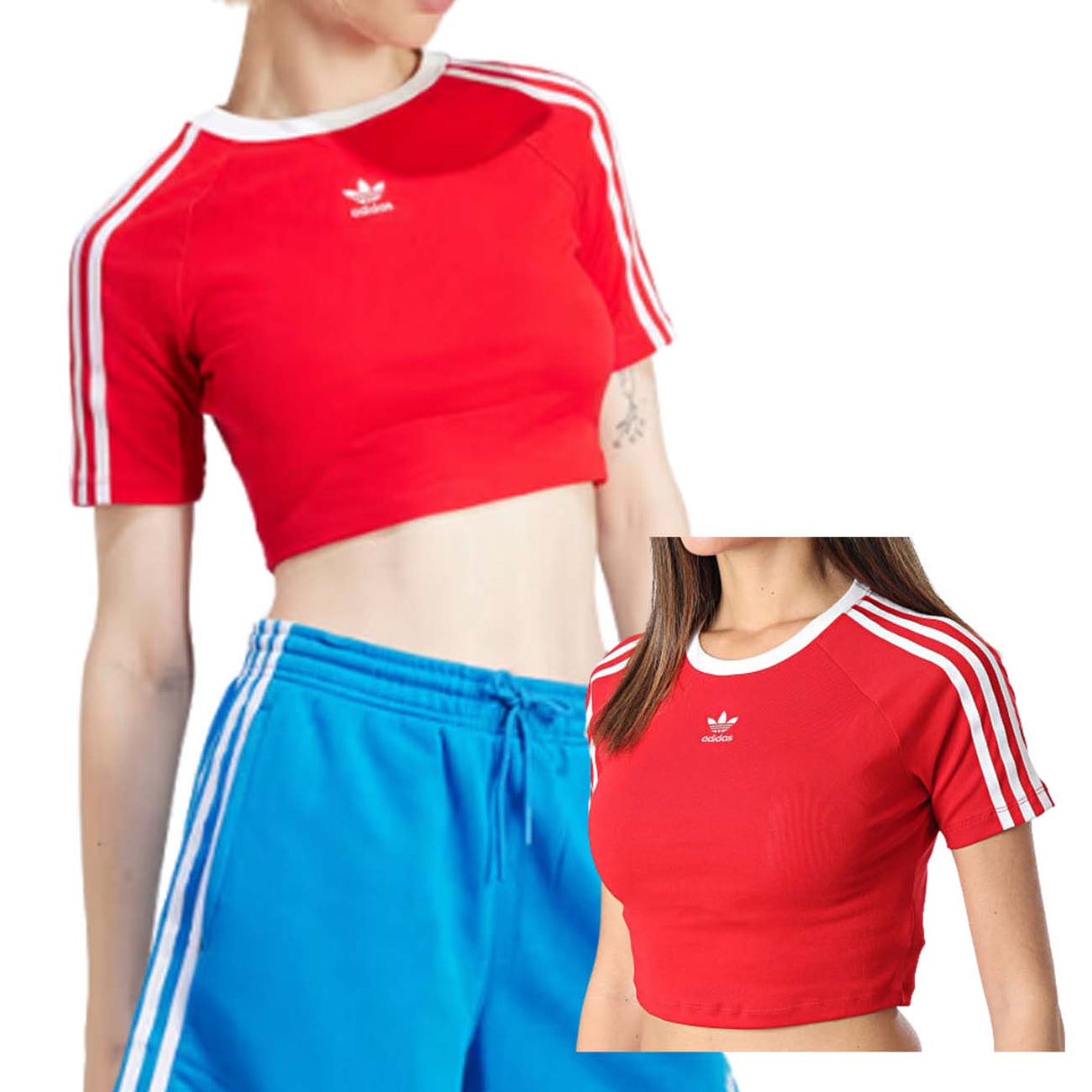 T-SHIRT COURT EN COTON ROUGE ADIDAS IP0665 POUR FEMMES