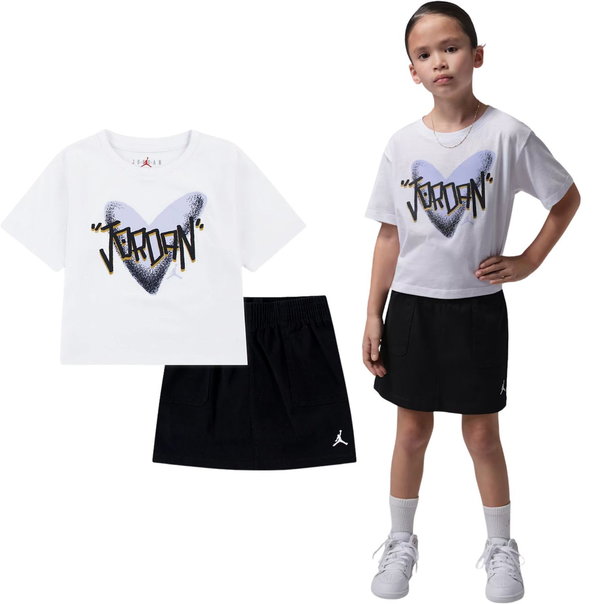 COMPLETO BAMBINE JORDAN 35F784 023 T-SHIRT+GONNA