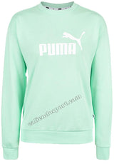 SWEAT-SHIRT FEMME PUMA 853456 17 32 VERT ROSE COL RAS DU COU EN COTON