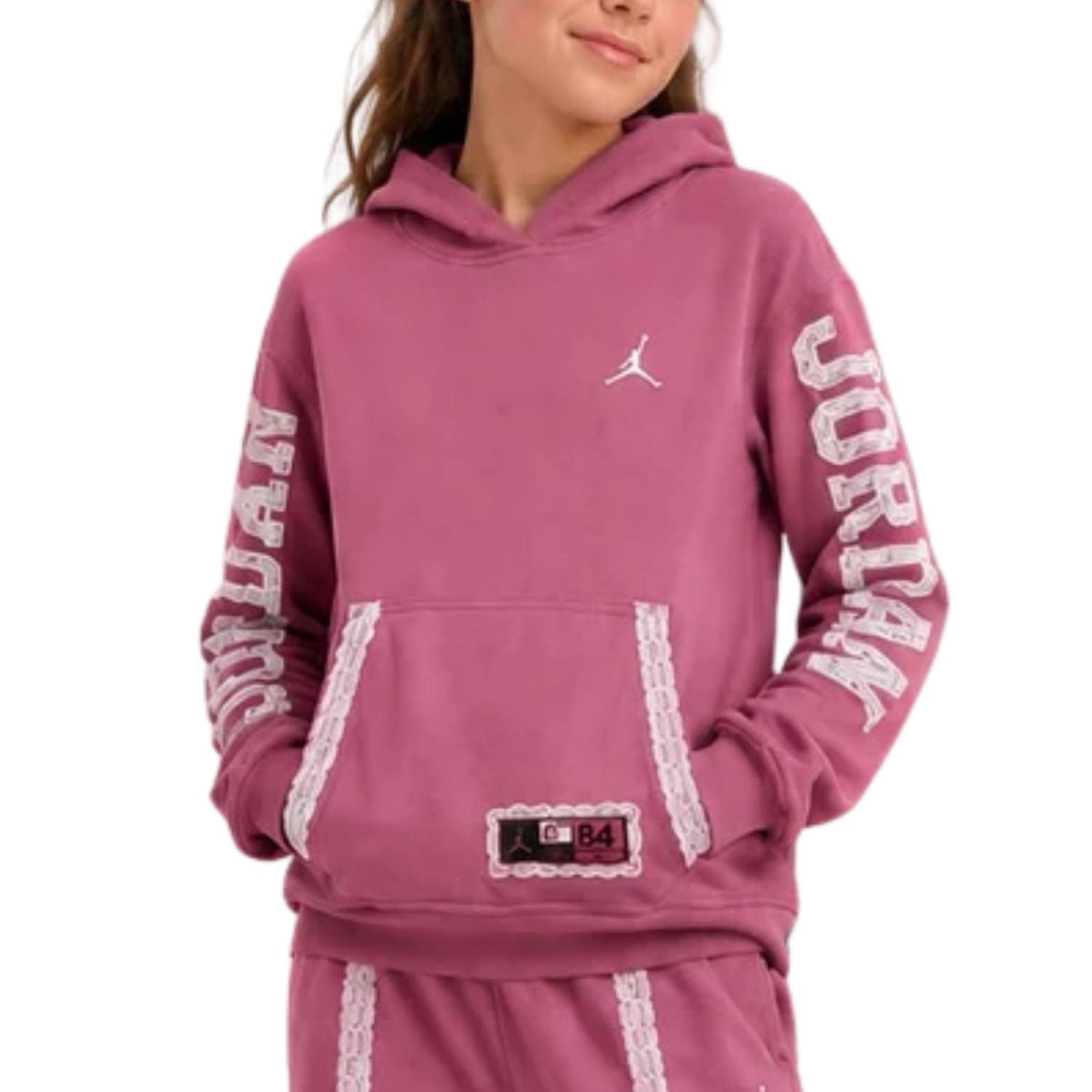 FELPA RAGAZZE JORDAN 45G357-P9I ROSA COTONE GARZATO