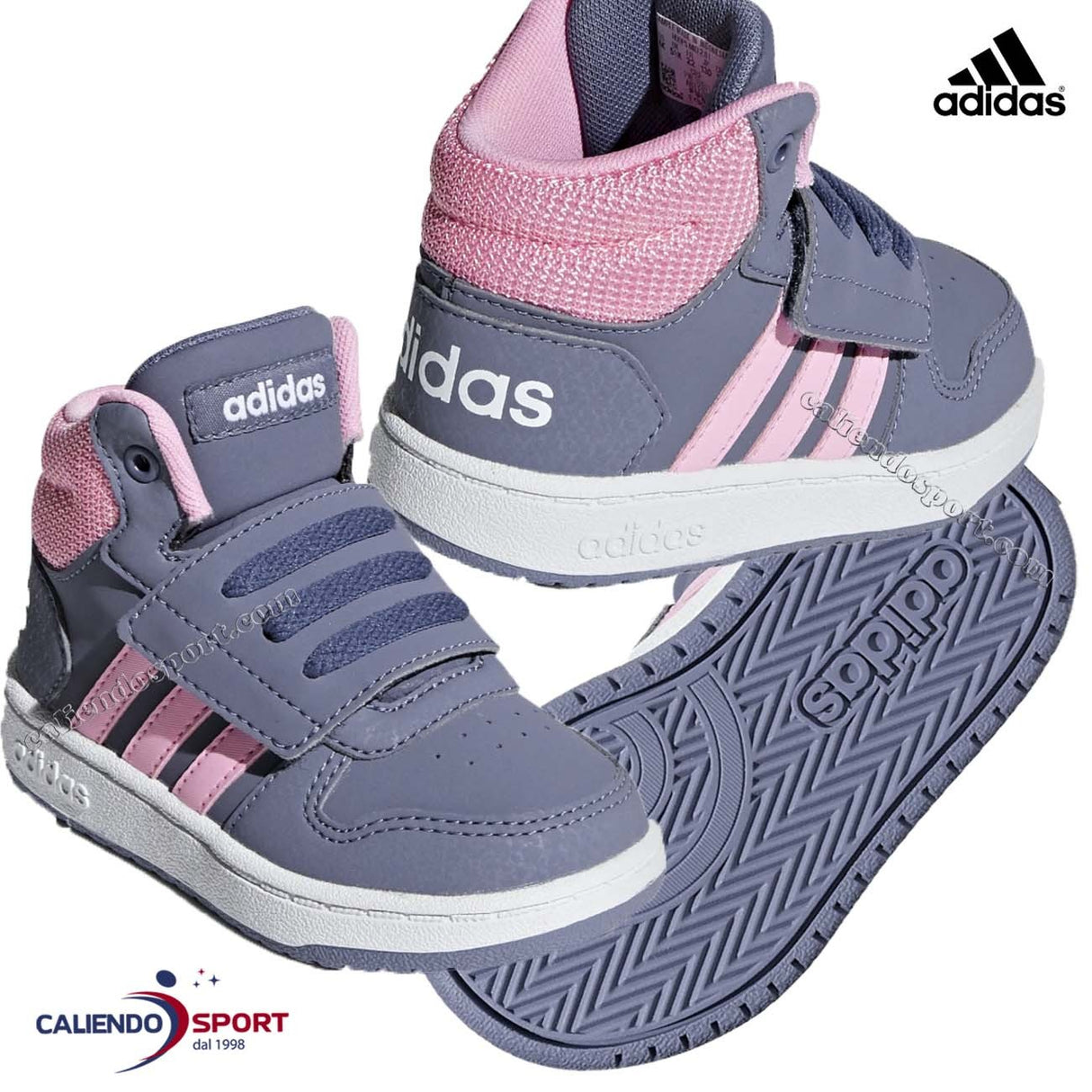 SCARPA ADIDAS BAMBINE F35832 GRIGIO ROSA HOOPS MID COLLO ALTO